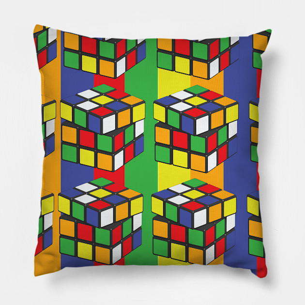 Rubiks Cube Pattern On Colorful Background Rubiks Cube Pillow Teepublic