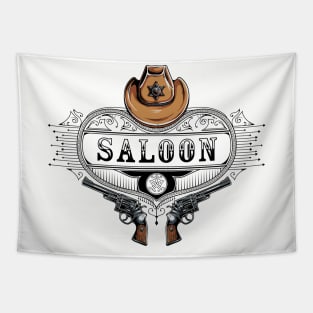 Saloon Hat Revolver Heart Tapestry