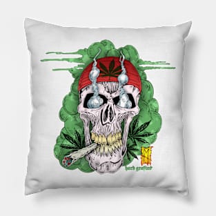 420 Hippie Skull by Hard Grafixs© Pillow