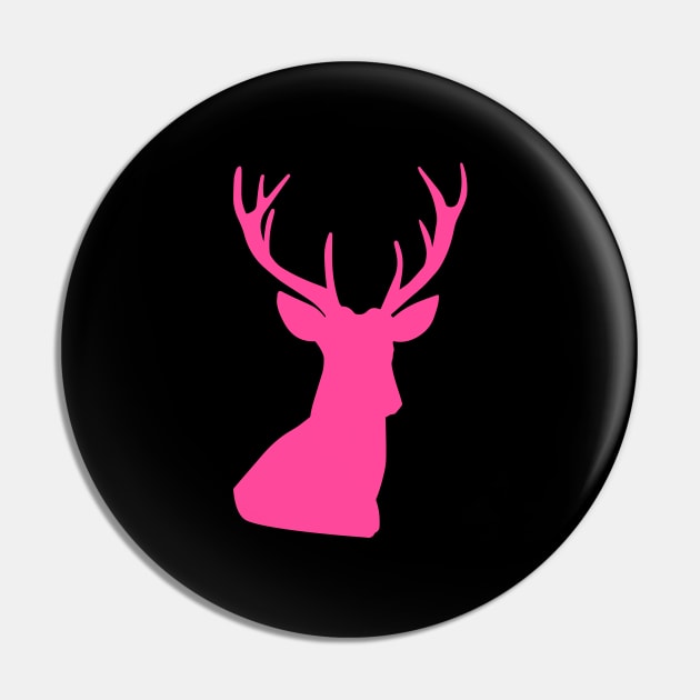 Deer Head Silhouette Skull Hot Pink Color Pin by Pattern Plans