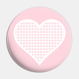 Millennial Pink and White Gingham Heart Pin