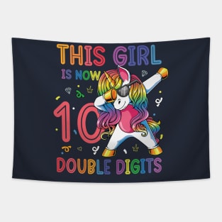 This Girl Is Now 10 Double Digits Dabbing Unicorn Birthday Gift Tapestry