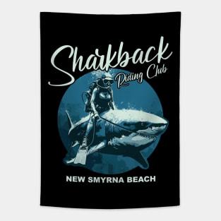 Sharkback Riding Club New Smyrna Beach Funny Shark Tapestry