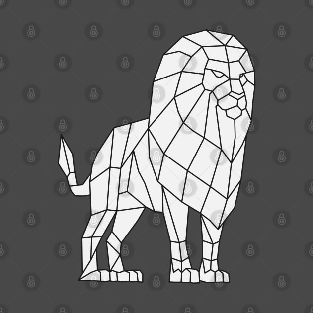 Origami Low Poly Lion on White by shaldesign