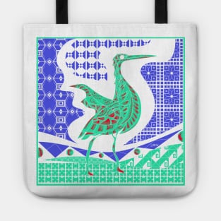 remix agami heron garza in ecopop talavera azulejo pattern in pop wallpaper Tote