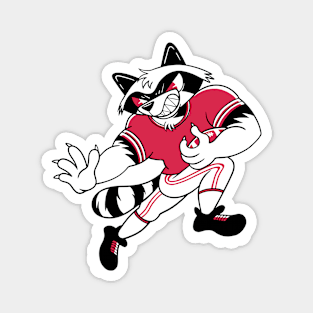 Retro Raccoon Running Back | Cool Football Cartoon Magnet