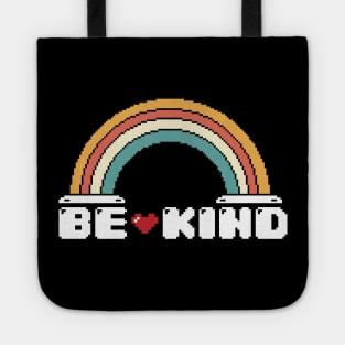 Be Kind Vintage Rainbow Peace Hippie Pixel Retro Style for Gamers heart Tote