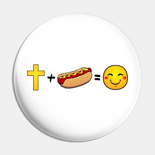 Christ plus Hotdogs equals happiness Pin