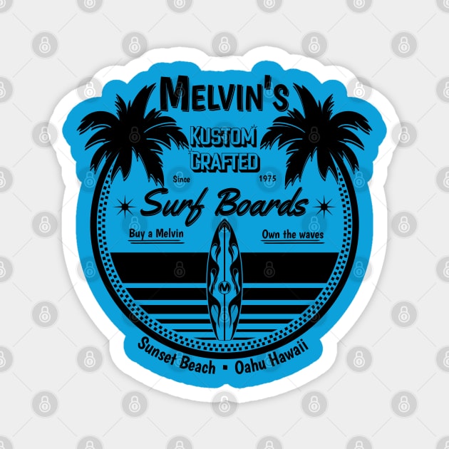 Melvin's Kustom Crafted Surfboards-Black on Back of Magnet by SunGraphicsLab