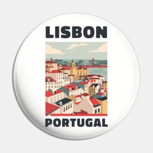 A Vintage Travel Art of Lisbon - Portugal Pin