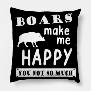 Wild boar fan happy saying girls men Pillow