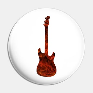 Red Flame Guitar Silhouette on Black Pin