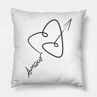 Heart-shaped curved Cupid's arrow. Amour. Pillow