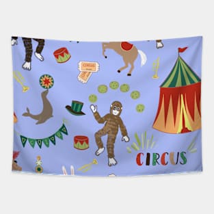 Circus cartoon animals Tapestry