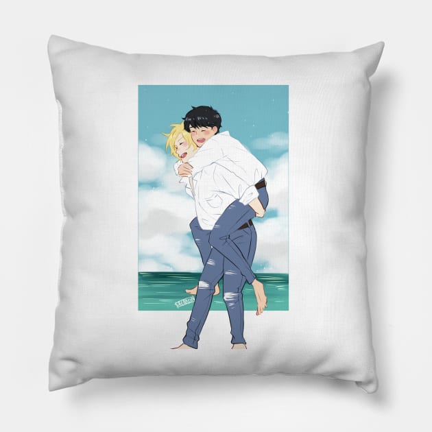 Banana Fish - Ash and Eiji in Cape Cod Pillow by MykaAndSalmon