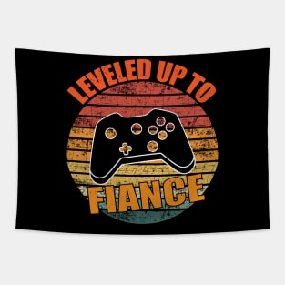 Leveled Up To Fiance Funny Gaming Couple Gift Tapestry