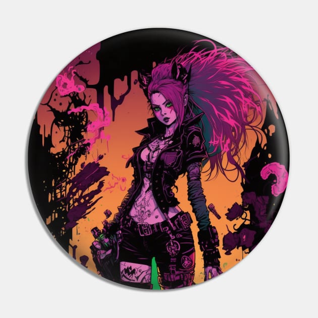 Cyberpunk Goth Girl Alchemist Pin by Nightarcade