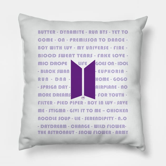 BTS GROUP SONGS Pillow by MBSdesing 