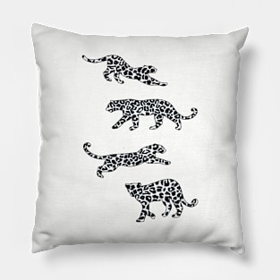 Leopard Shapes Pattern, Black and White, on Grey Pillow