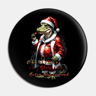 Florida Alligator Miami Funny Holiday Christmas season gift Pin