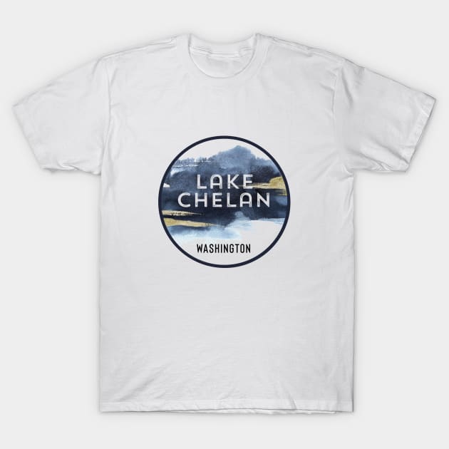 Lake Chelan Washington Watercolor Design Hiking Camping Souvenir T-Shirt