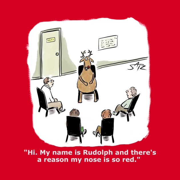 Funny Rudolph the Red Nosed Reindeer cartoon by CrowdenSatzCartoons