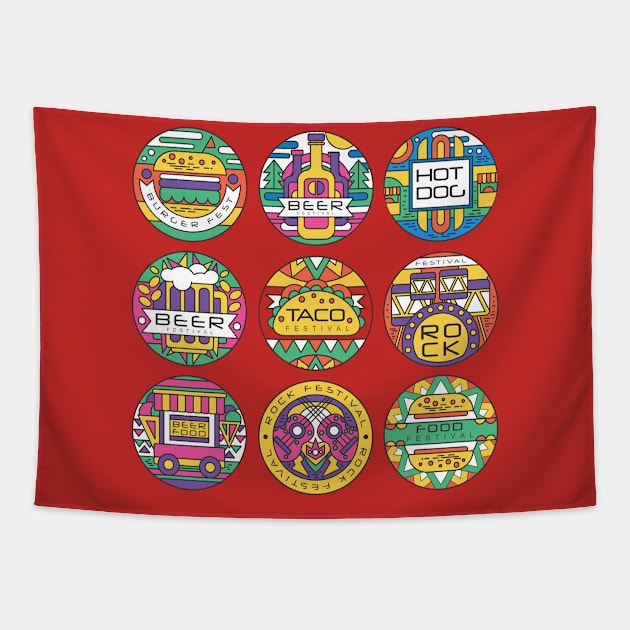 food festival logo Tapestry by Mako Design 