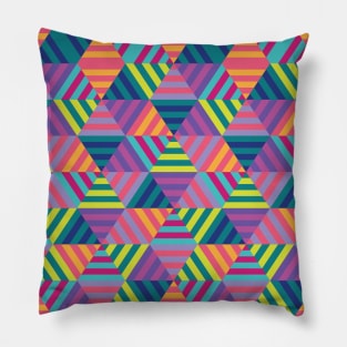 Retro Colorful Hexagons Pillow