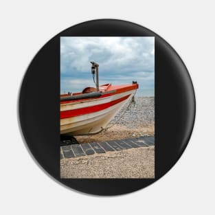 Traditional crab fishing boat on Cromer beach Pin