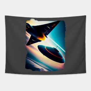 Ufo sighting from a military fighter plane Tapestry