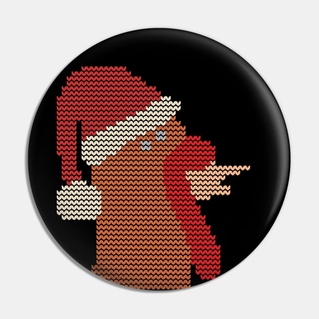 Ugly Christmas Sweater Knitted Thanksgiving Turkey Christmas Santa Hat Pin by ellenhenryart