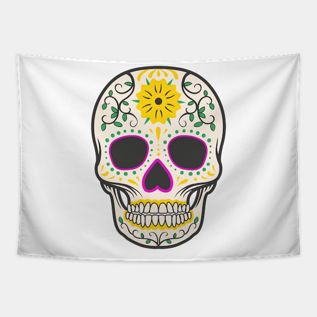 Colorful Skull Tapestry by MaiKStore