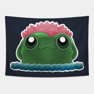 Cute Frog With Lily Pad Hat Tapestry