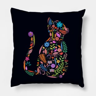 Fancy And Fine Flowered Cat Garden Design Pillow