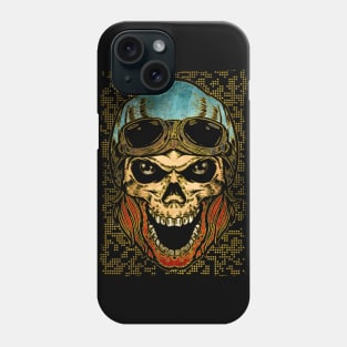 Gold and grunge decorated biker skull Phone Case