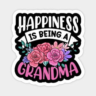 Happiness Is Being Grandma - Flower Art Grandma Magnet