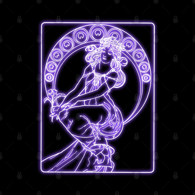 Alphonse Mucha violet Neon by la chataigne qui vole ⭐⭐⭐⭐⭐