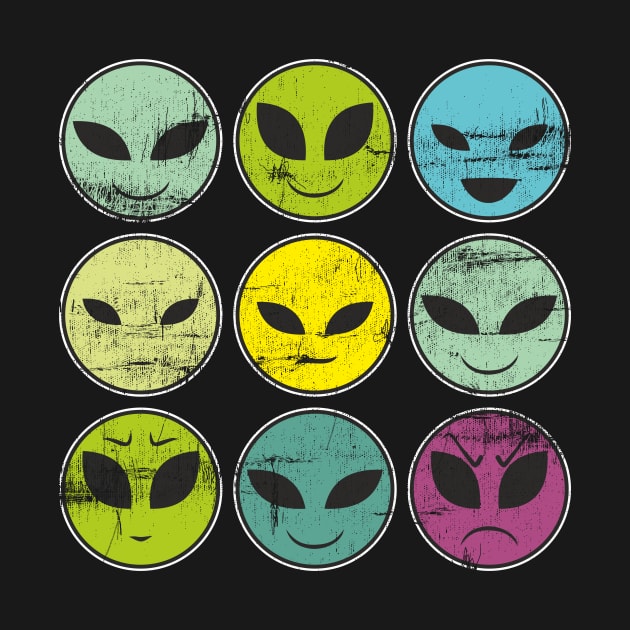 Funny Alien Heads And Facial Expressions As Pattern by FancyTeeDesigns