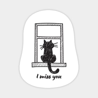 Cat Doodle Art: I miss you Magnet