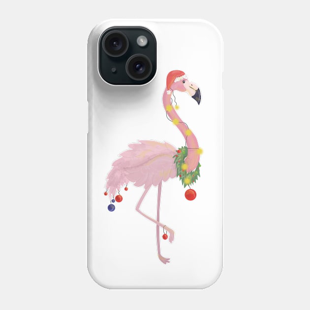 Christmas Flamingo Phone Case by MiniMoosePrints