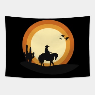 cowboy in the sunset Tapestry