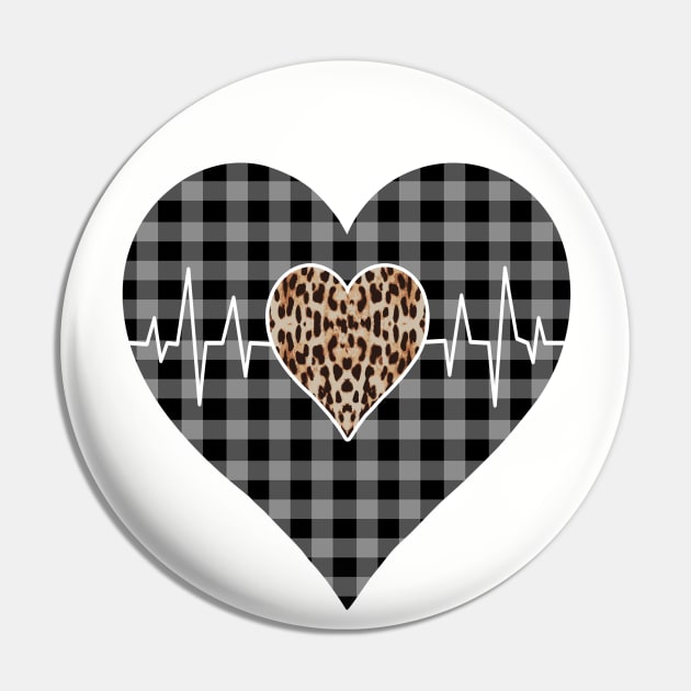 Women’s Striped Plaid Printed Heart Valentine's Day Pin by Nicolas5red1