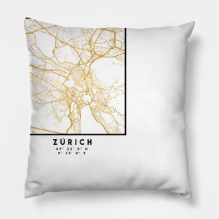 ZÜRICH SWITZERLAND CITY STREET MAP ART Pillow