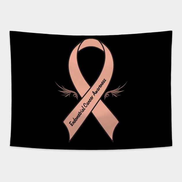 Endometrial Cancer Ribbon of Hope with Wings Tapestry by PenguinCornerStore