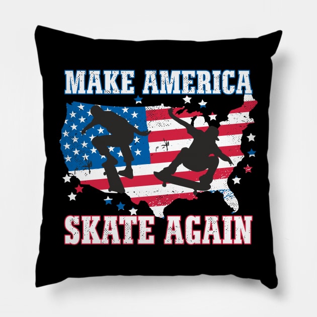 Skater Make America Skate Again Pillow by FloraLi