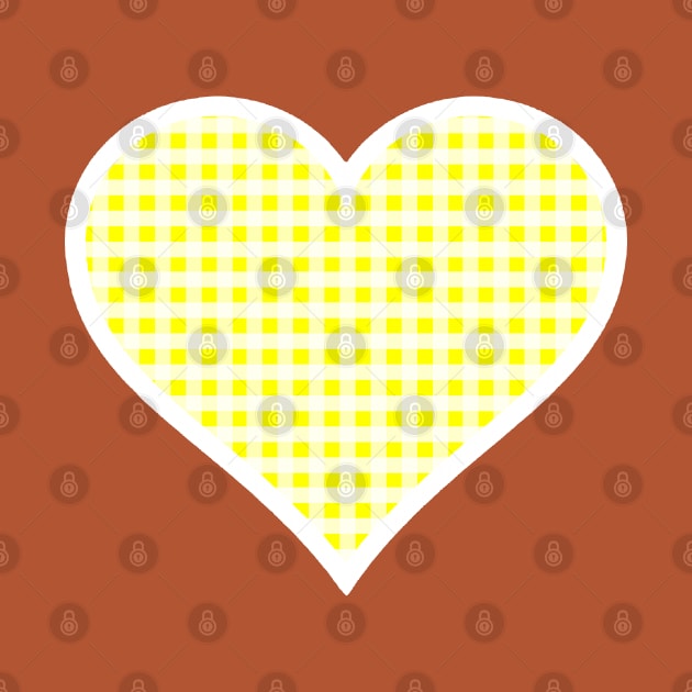 Yellow and White Gingham Heart by bumblefuzzies