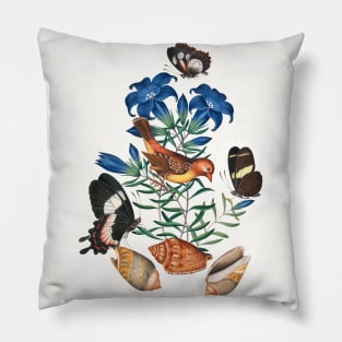 Red Avadavat, Marsh gentian, common sawfly, Fluminense swallowtail and shells_ Pillow