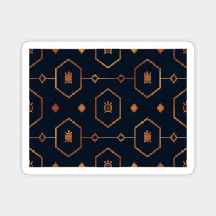 Bronze Turtle Pattern on Navy Magnet