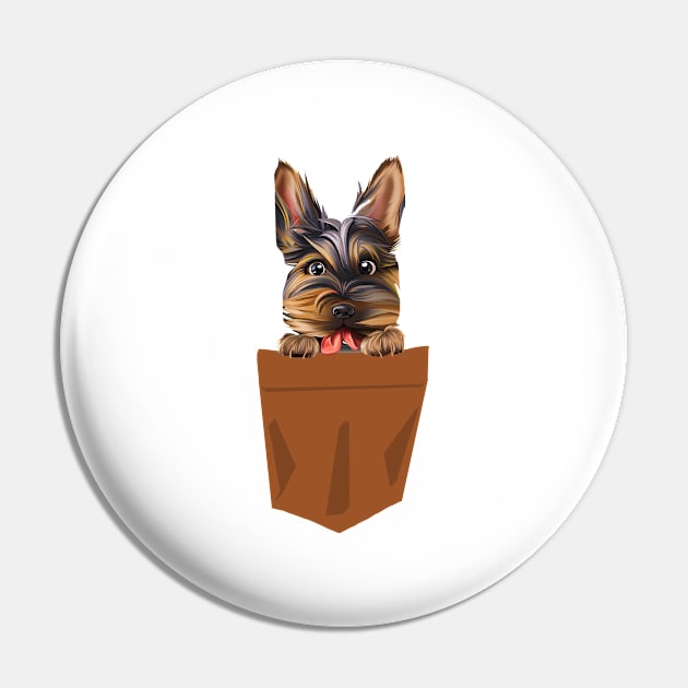 dog in pocket funny puppy for dog lover Yorkshire Terrier Pin by GraphGeek