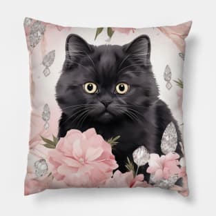 Black British Shorthair Cat Pillow